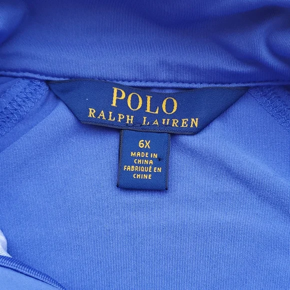 Polo Ralph Lauren Golf II Pullover Blue Gingham UPF 40+ Long Sleeve Top 6X Youth - Picture 6 of 9